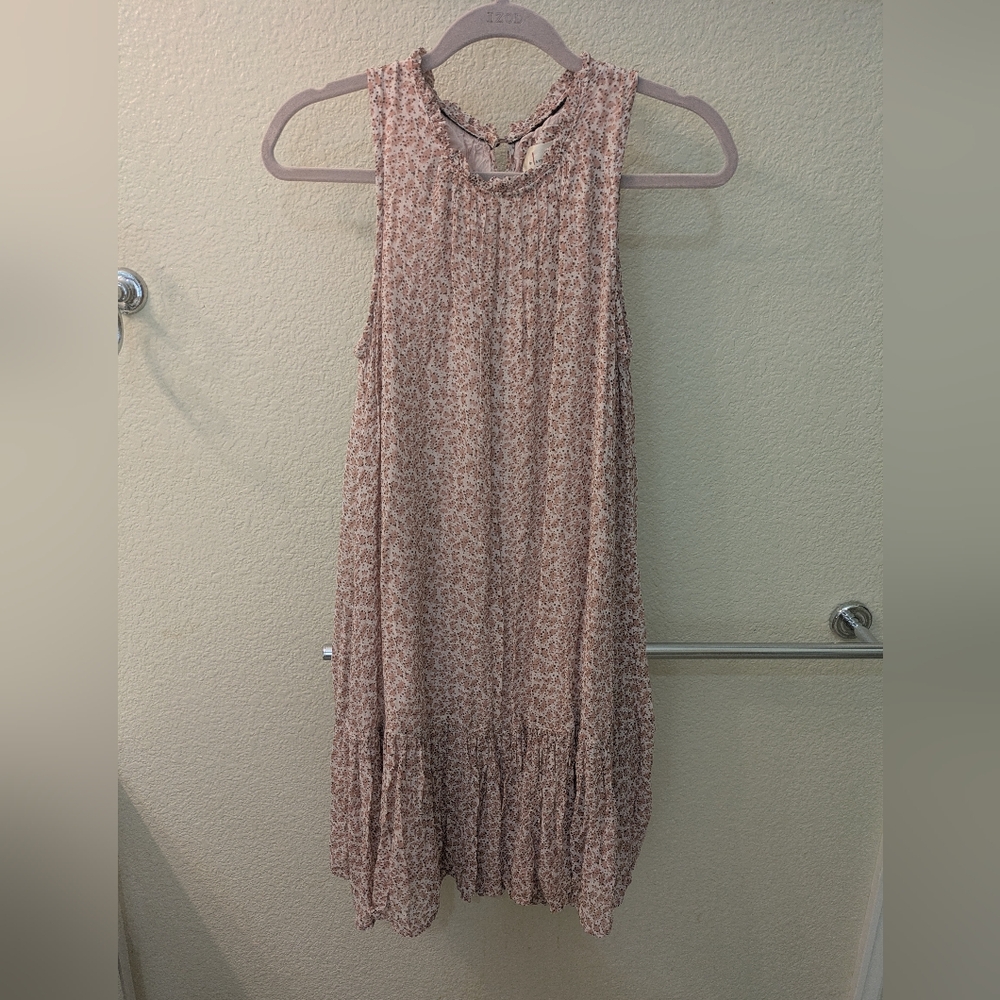 Anthropologie Pink Floral Mini Dress